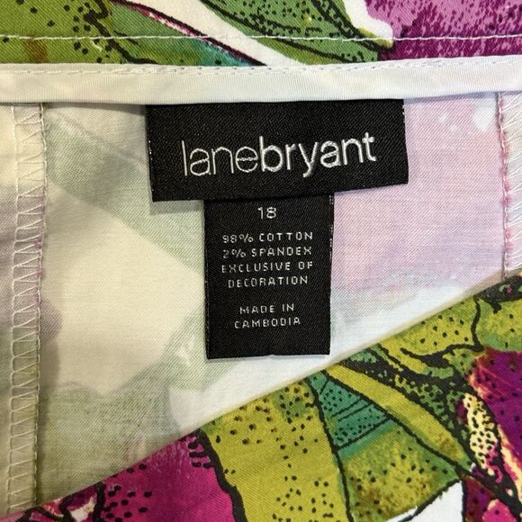 Lane Bryant Fuschia Vibrant Color Floral Cotton Skirt Size 18 Career Casual - Picture 4 of 4
